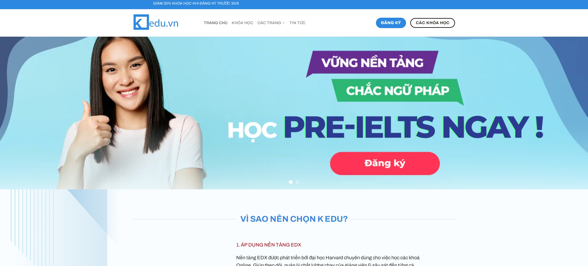 thiết kế website trung tâm ngoại ngữ