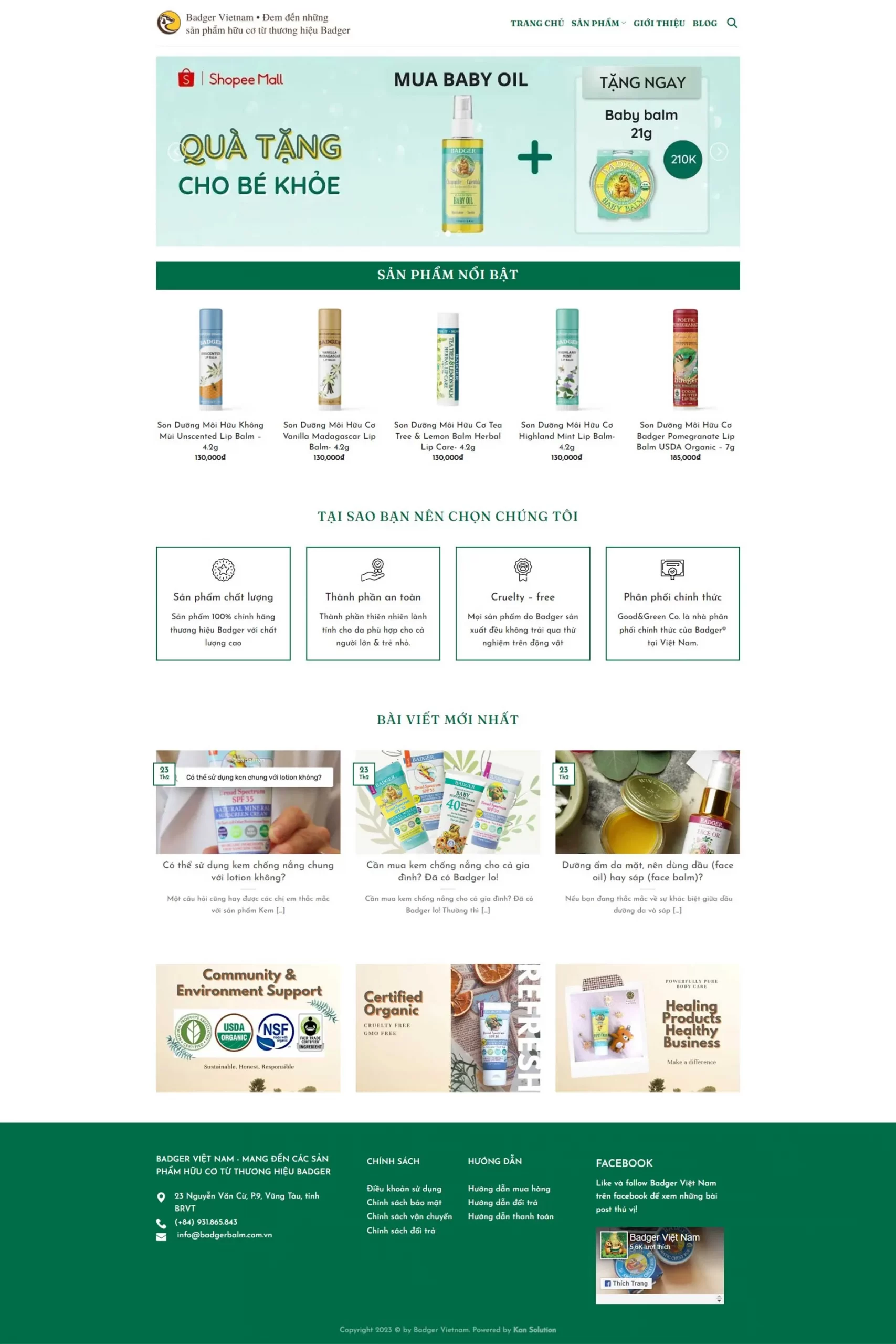 Thiết kế website mỹ phẩm Badger Balm