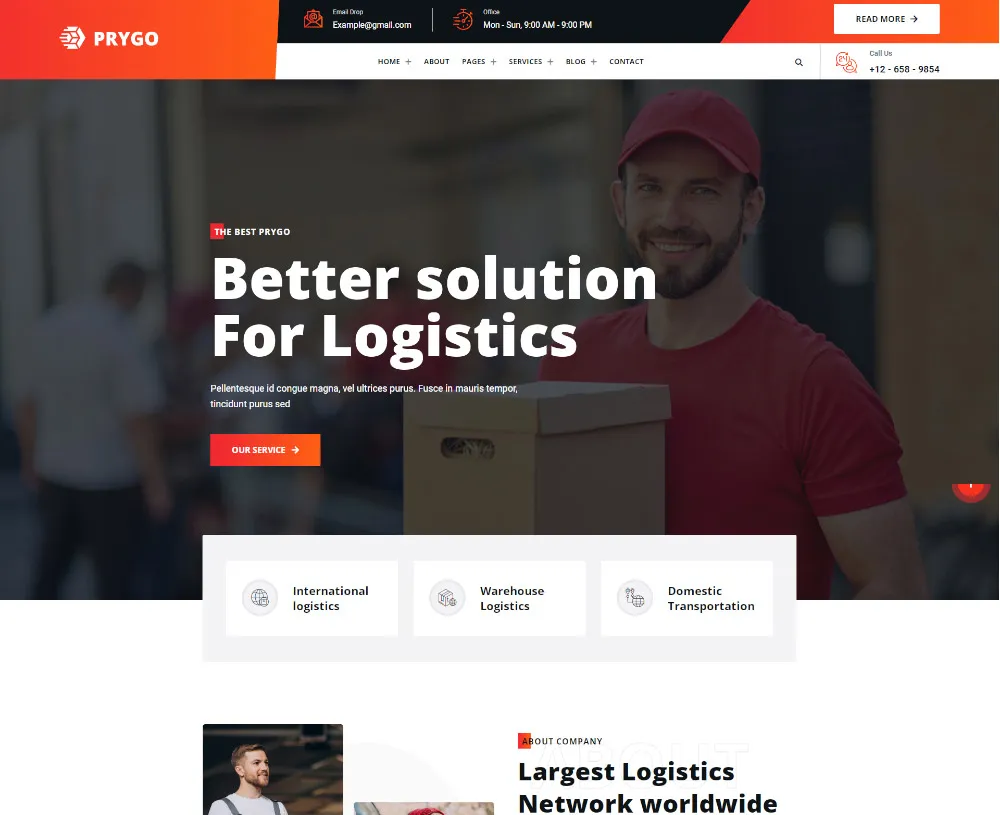 Giao diện thiết kế website logistic