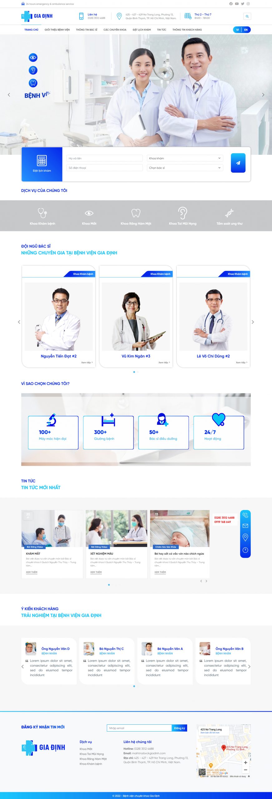 Dự án thiết kế webite bệnh viện đa khoa Gia Định